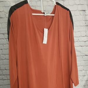 Shavonne Dorsey Terracotta Top Faux Leather Trim Up Arm, Size 2X Plus  NWT